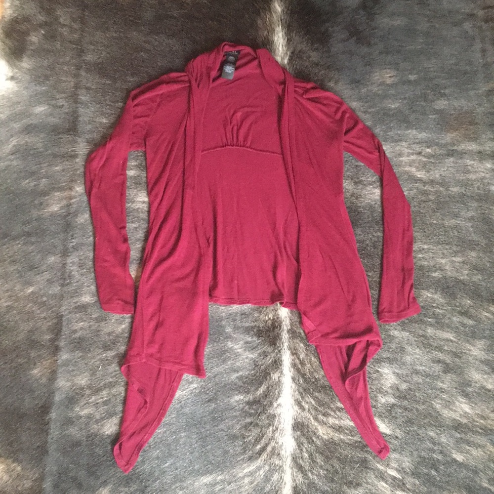 Maroon Asymmetrical Cardigan
